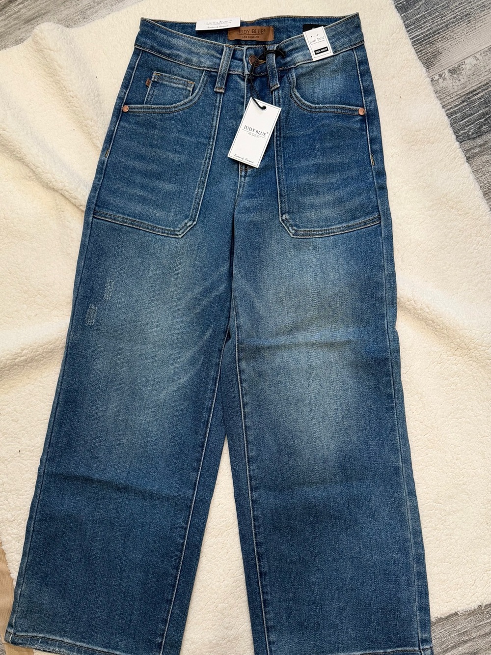 Judy Blue Kickin It High Ride Utility Pocket Wide Leg Crop NWT